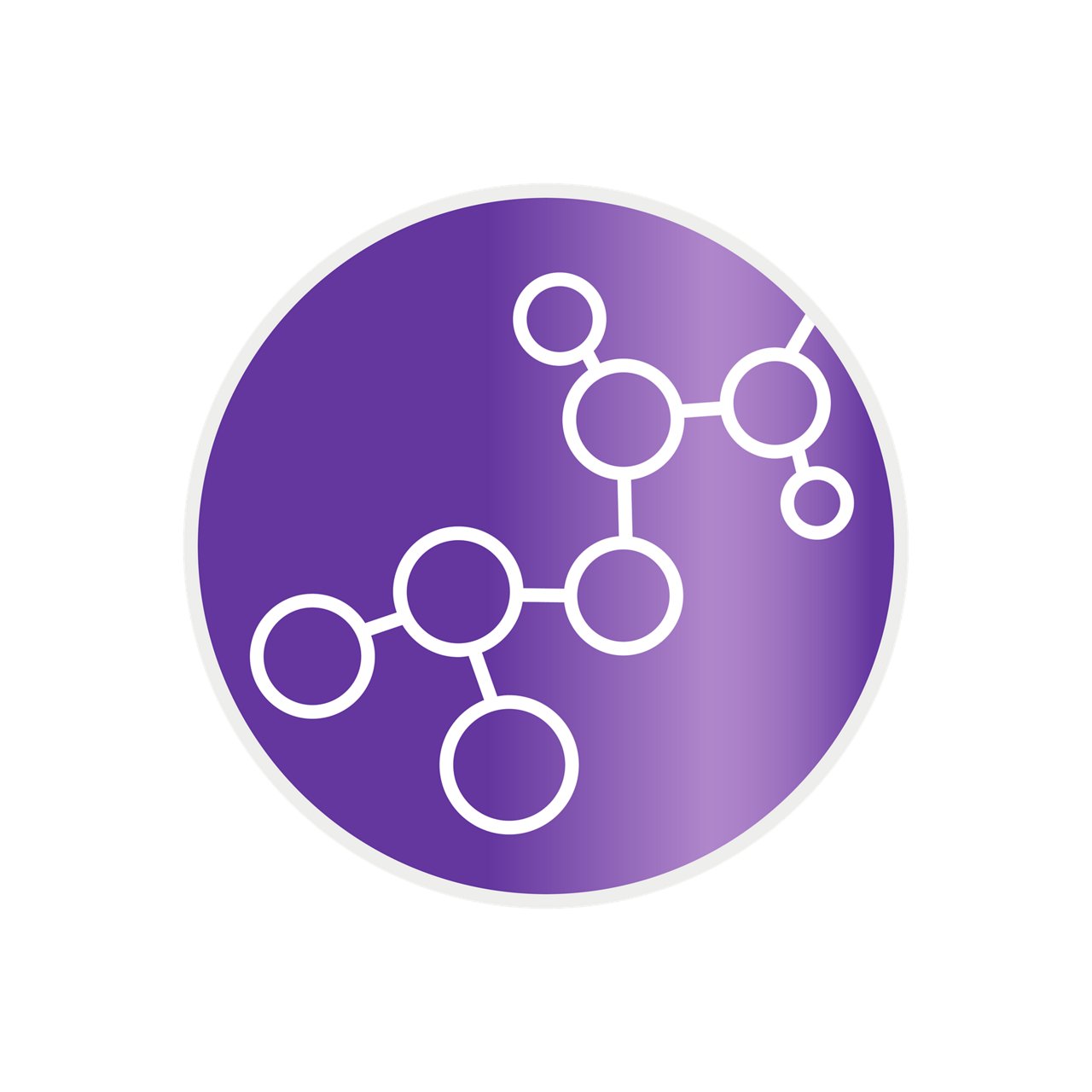 Paarse cirkel met molecuulstructuur icoon