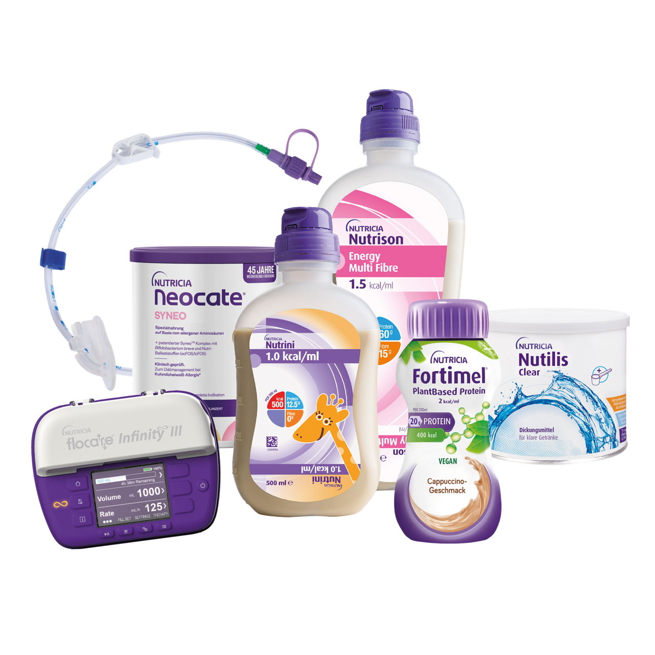 Markenportfolio Productauswahl (Fortimel, Nutrison, Nutrini, Neocate, Flocare, Nutilis)