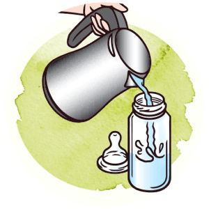 Pour water in the bottle
