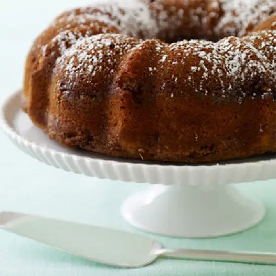 Bundt cake with powdered sugar topping