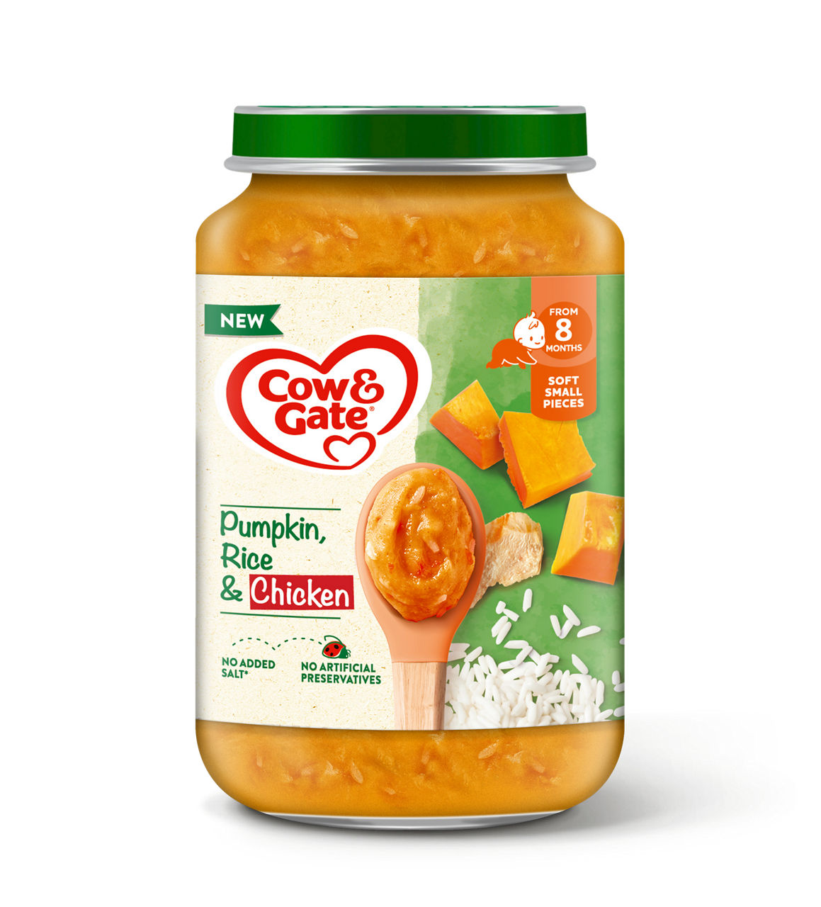 Cow & Gate Pumpkin, Rice and Chicken baby food jar 200g