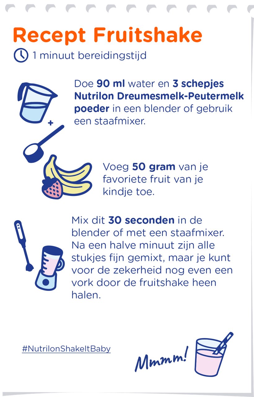 Recept fruitshake met Nutrilon dreumesmelk en peutermelk