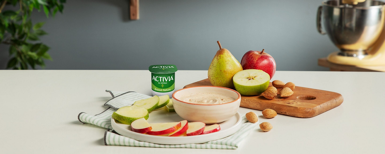 visuel Dessert lacté aux fruits et beurre d'amandes