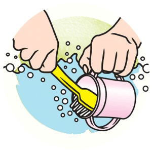 Icon showing how to rince the cup