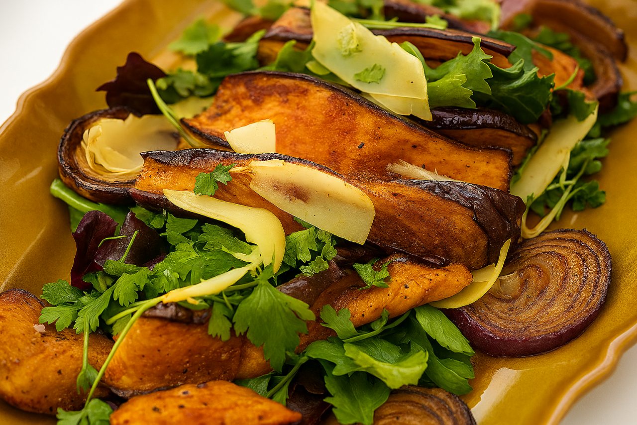 Bowls of green pea soup topped with fresh herbs and surrounded by pods.