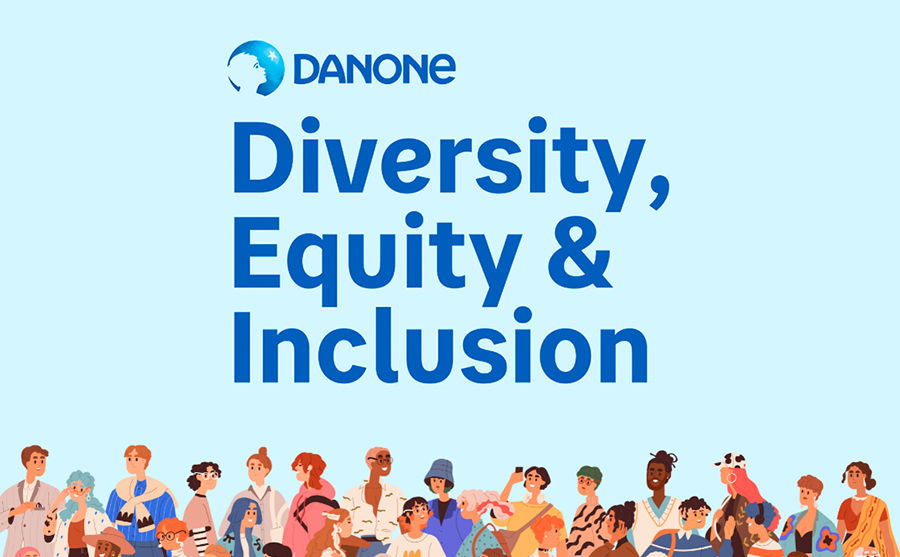 Illustration of diverse people with "Diversity, Equity & Inclusion" text.