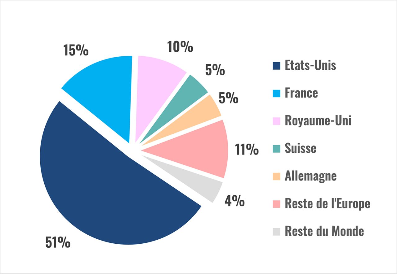 Graphique représentant la répartition par pays en 2024.
