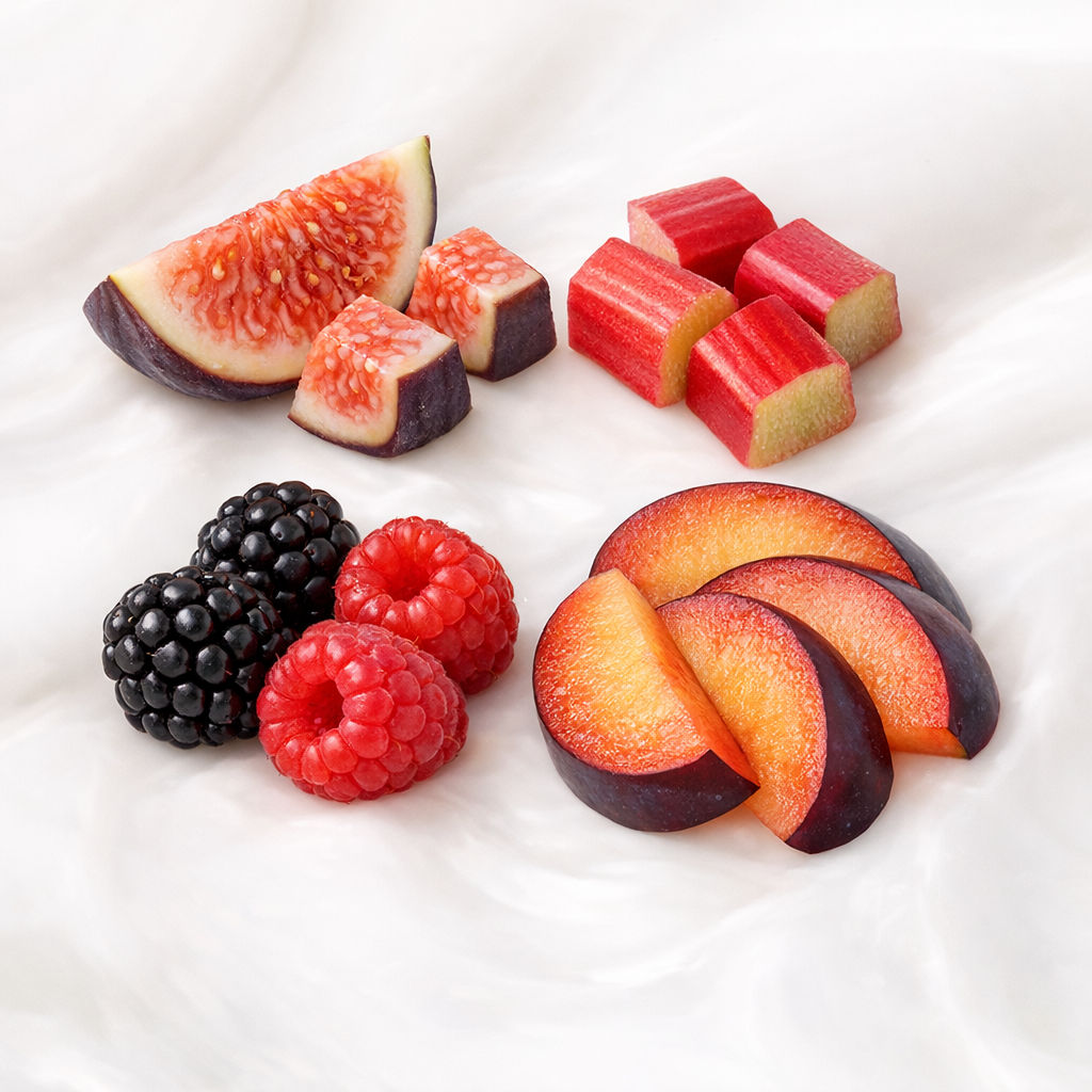 Fruits Panaché (figue, rhubarbe, mûre-framboise, pruneau) 