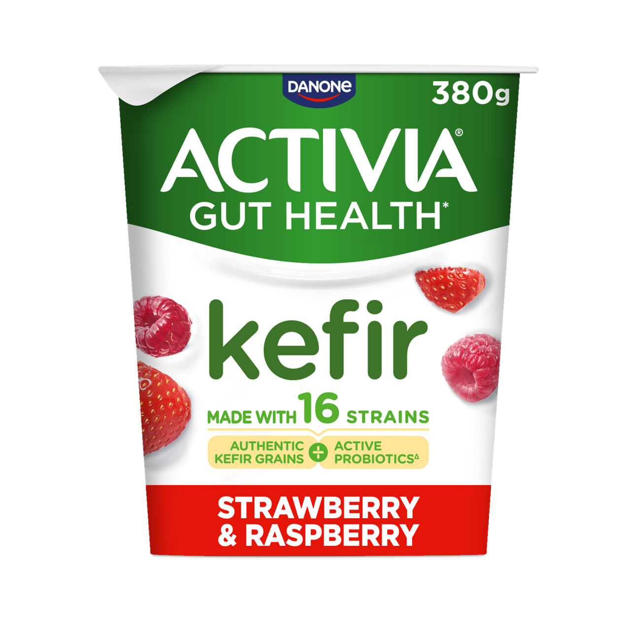 Activia Kefir Big Pot Strawberry & Raspberry 380g Packshot