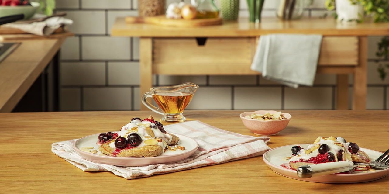 Activia pancakes rode vruchten