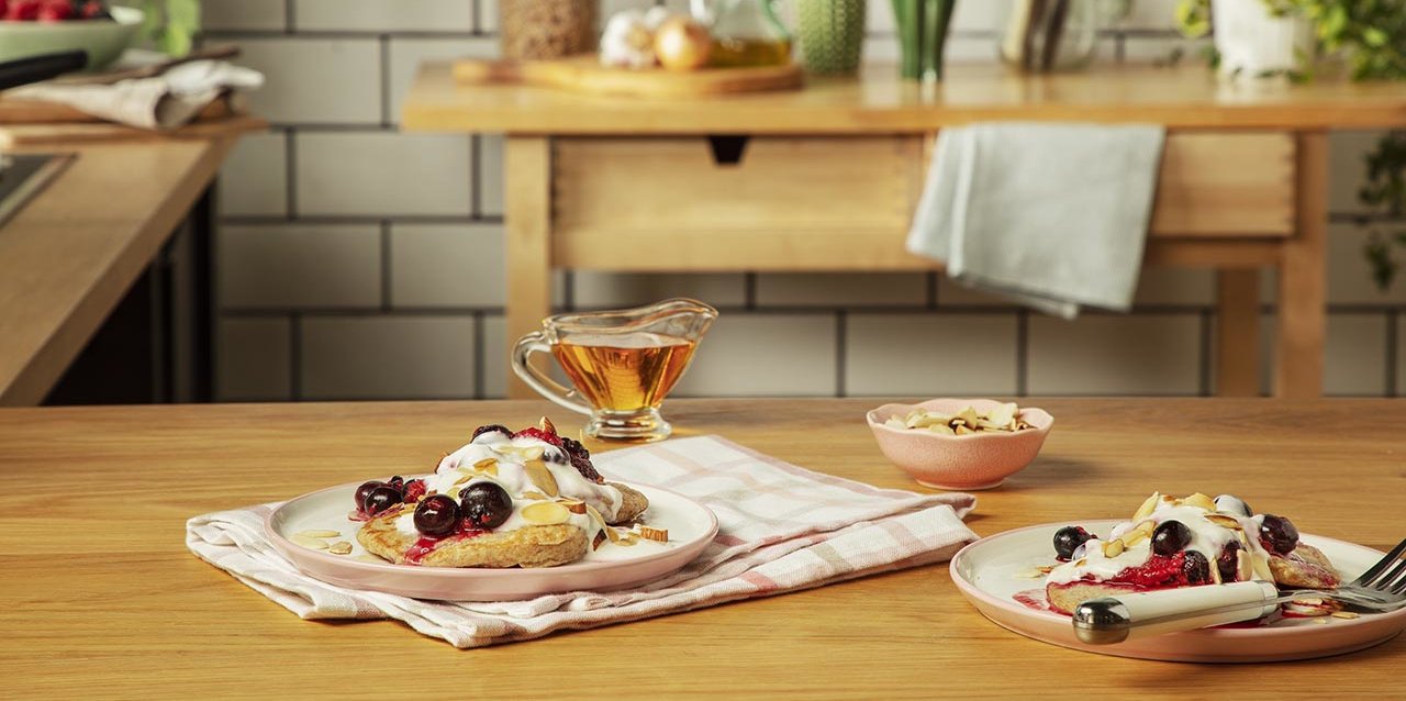 Activia pancakes rode vruchten