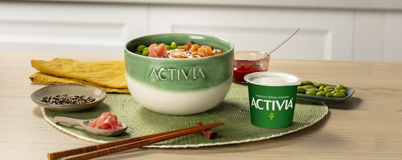 Activia pokebowl zalm saus