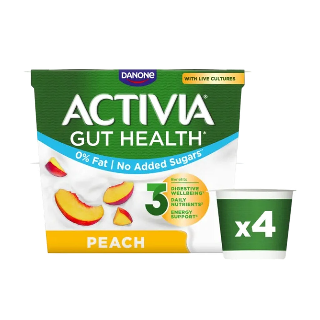 Activia 0% Fat Peach Secondary Packshot