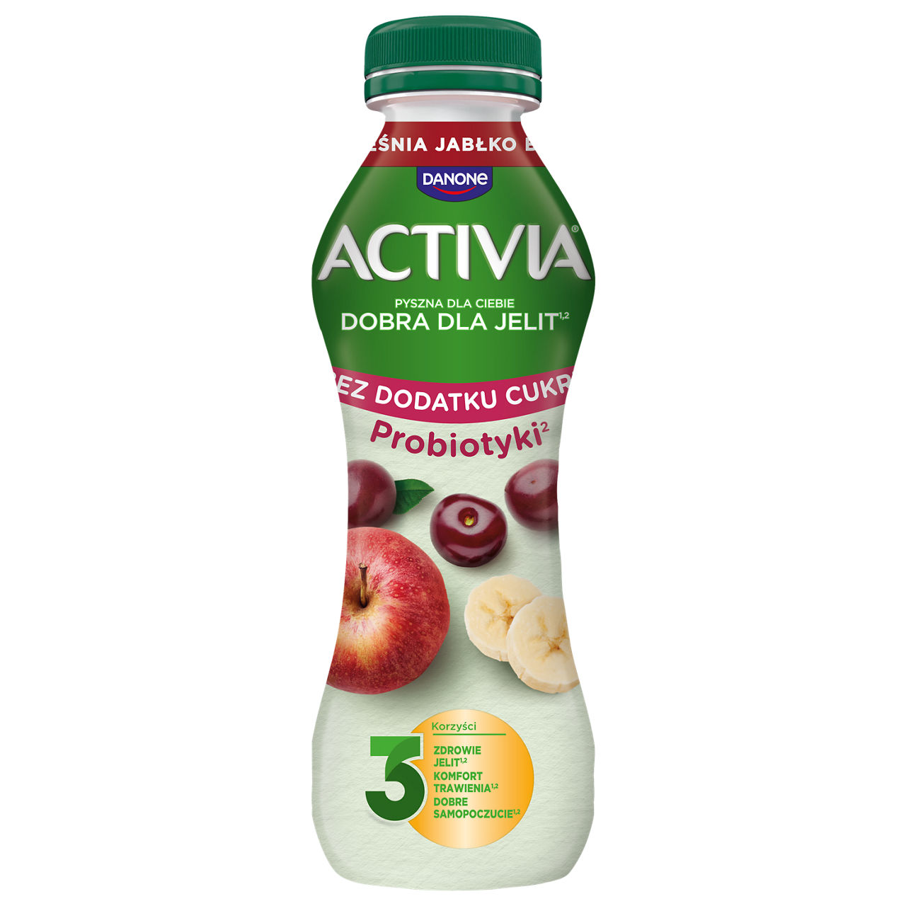 Jogurt bez dodatku cukru o smaku czereśni jabłka i banana