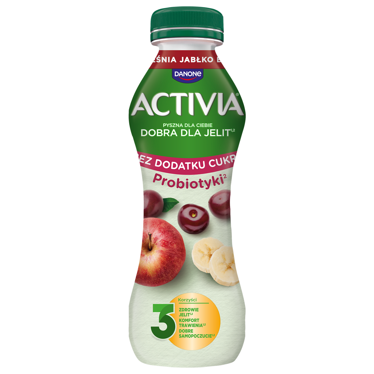 Jogurt bez dodatku cukru o smaku czereśni jabłka i banana