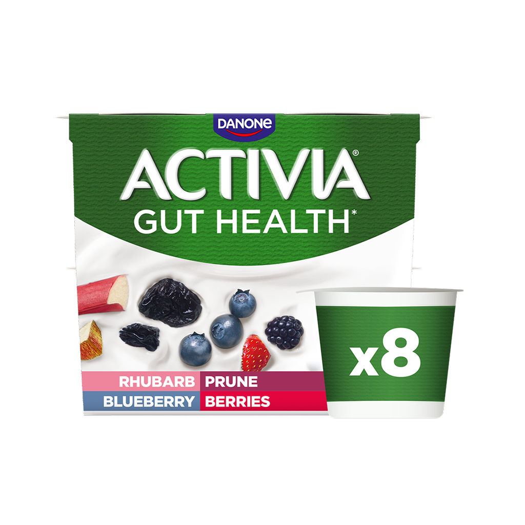 Activia rhubarb, prune, blueberry, berries