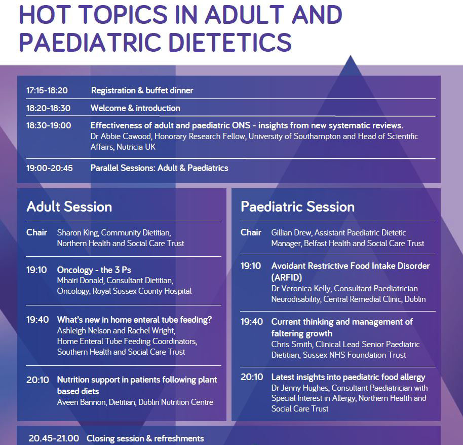 Hot topics in adult and paediatrics dietetics evening symposium poster