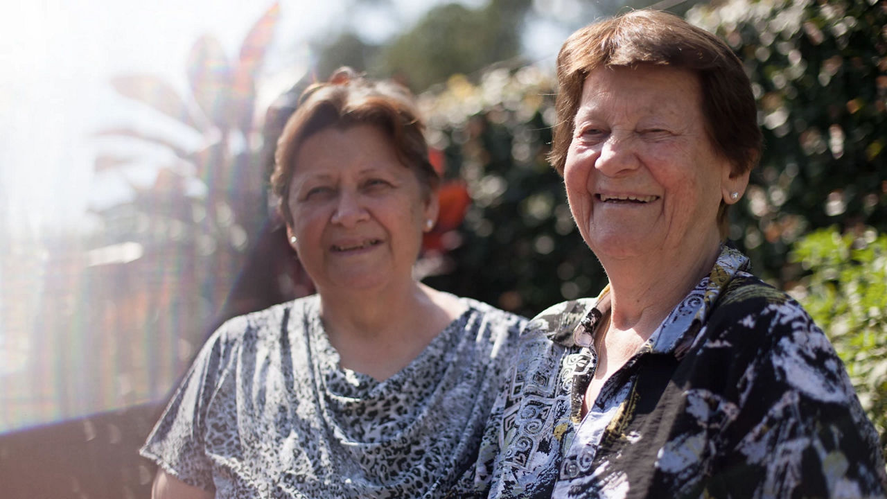 Elderly women laughing