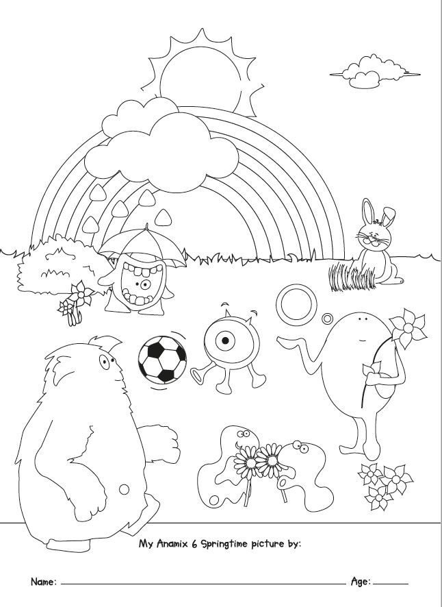 Anamix 6 - Springtime colouring sheet