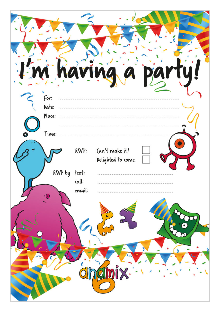 Anamix 6 - Party invite sample 2