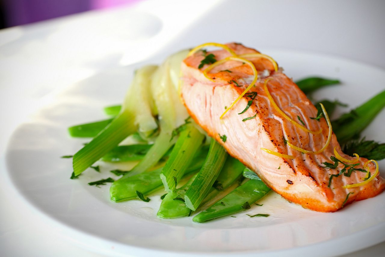 Seelachsfilet mit Ofen-Fenchel und Kartoffelpüree