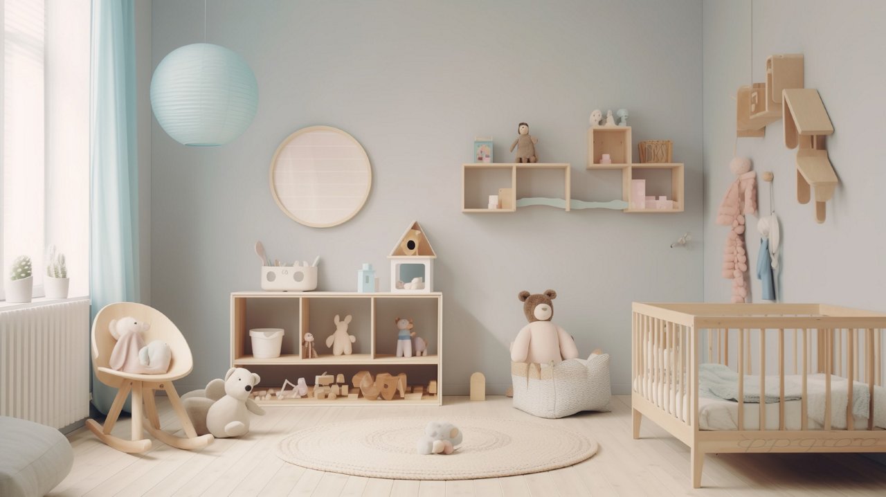 Babyzimmer mit Holzmöbeln