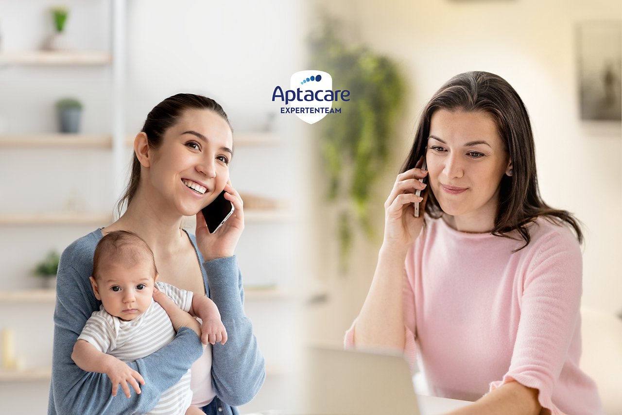 Frau telefoniert mit Aptacare Beratungsservice