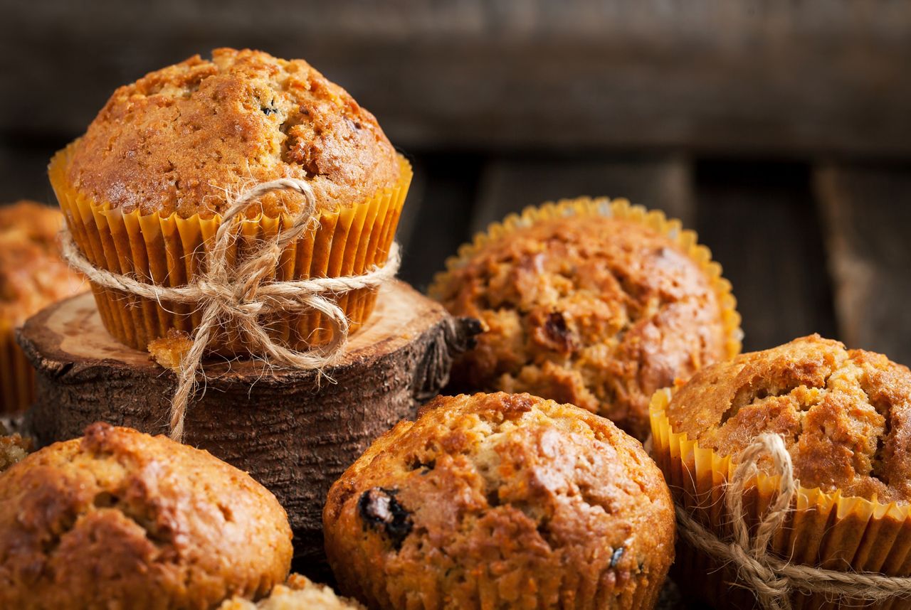 Fresh homemade delicious carrot muffins with dried friuts  and nuts&#xD;