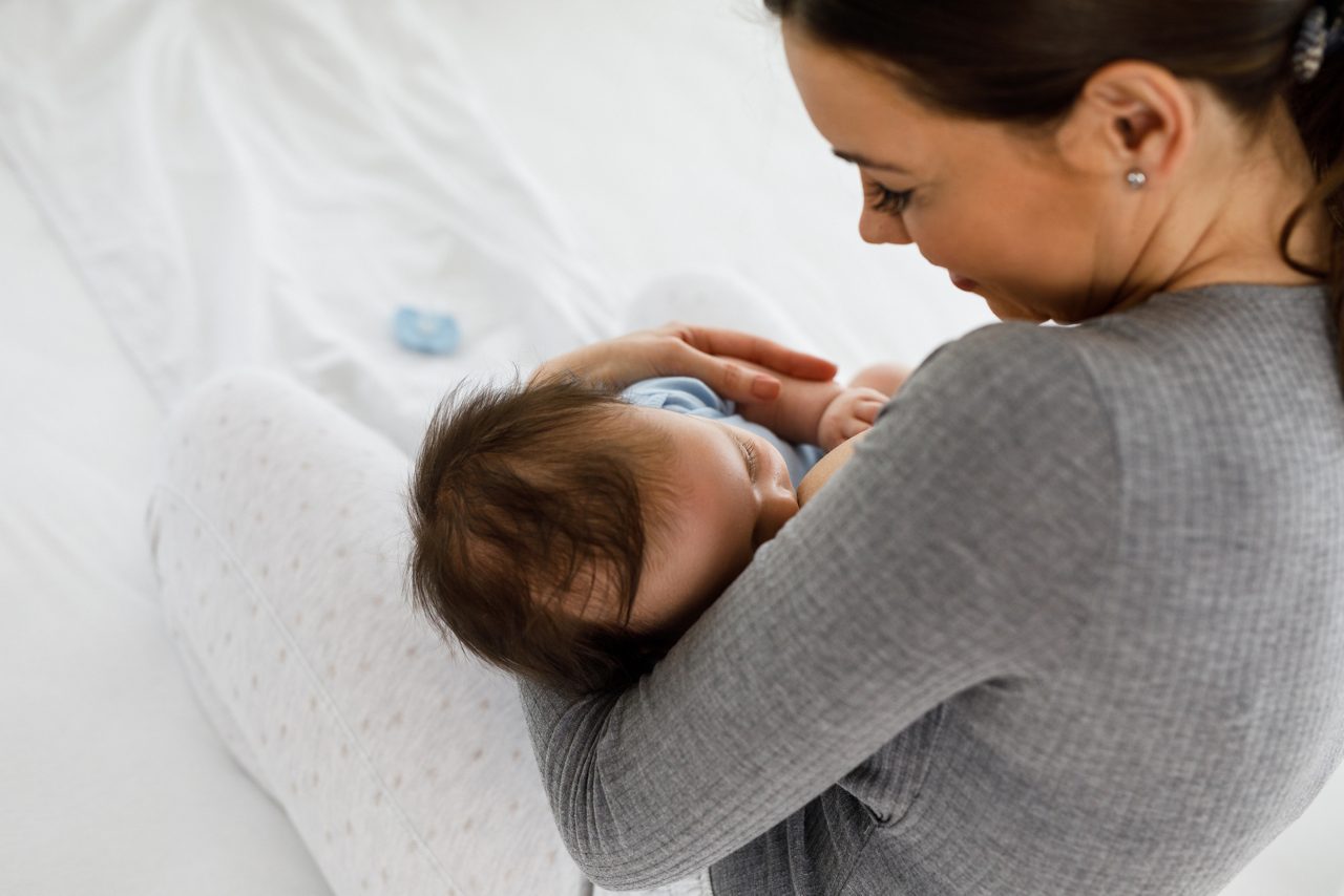 Mother holding baby