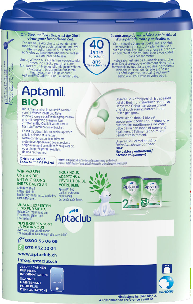 Aptamil Bio 1 800g POF CH Packshot back
