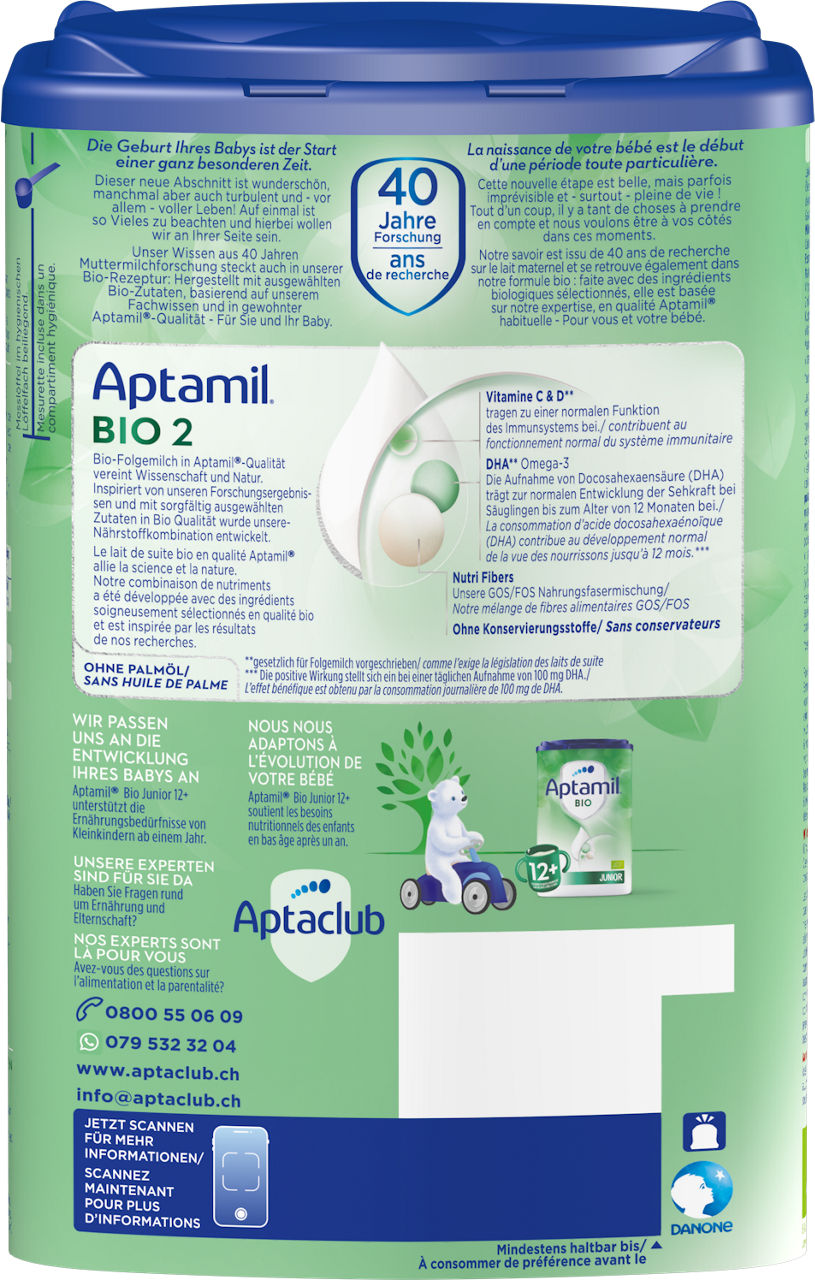 Aptamil Bio 2 800g POF CH Packshot back