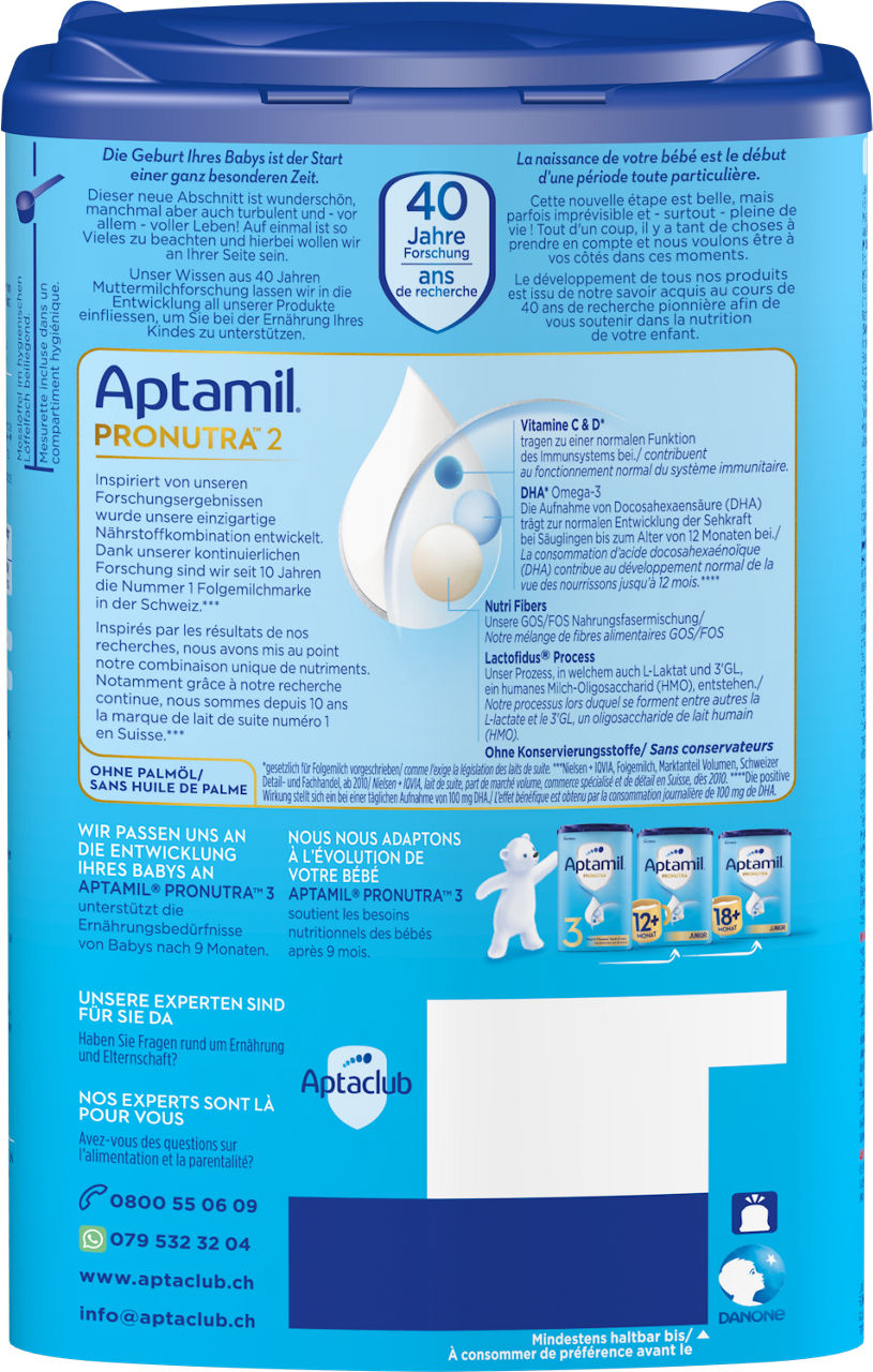 Aptamil Pronutra 2 800g POF CH Packshot back