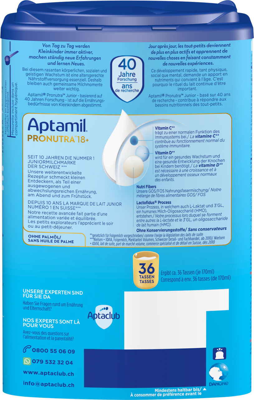 Aptamil Pronutra Junior 18+ 800g POF CH Packshot back