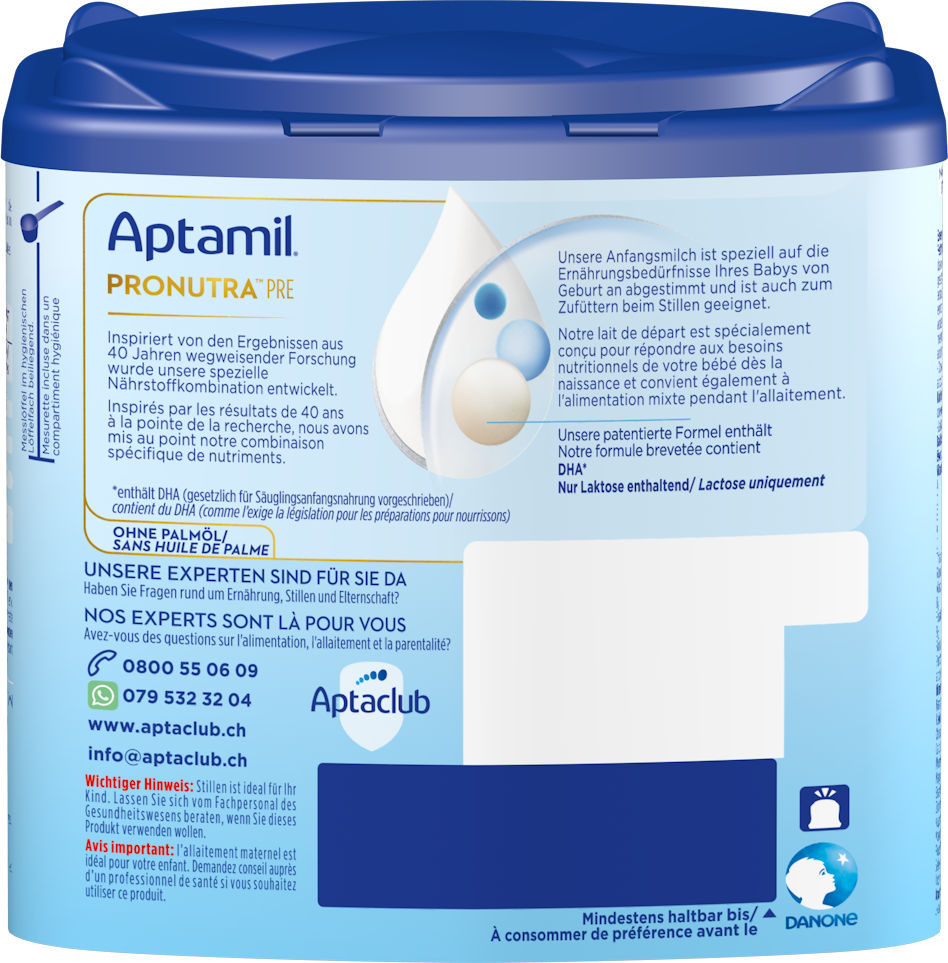 Aptamil Pronutra Pre 400g POF CH Packshot back
