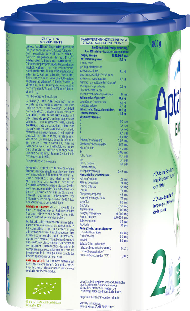 Aptamil Bio 2 800g POF CH Packshot left