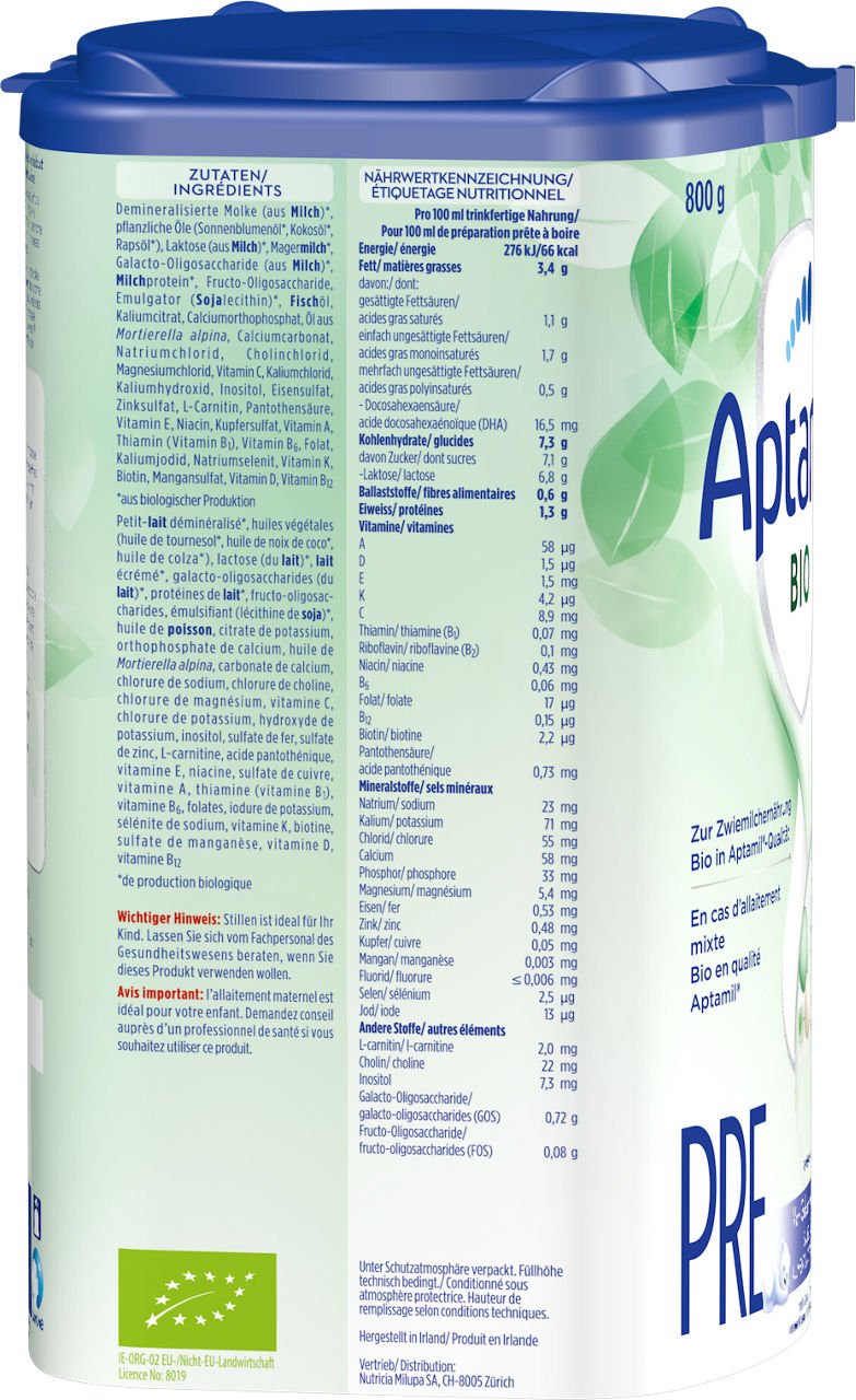 Aptamil Bio Pre 800g POF CH Packshot left