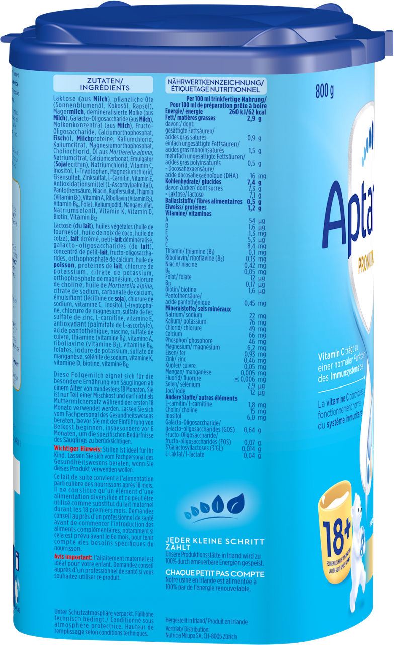 Aptamil Pronutra Junior 18+ 800g POF CH Packshot left