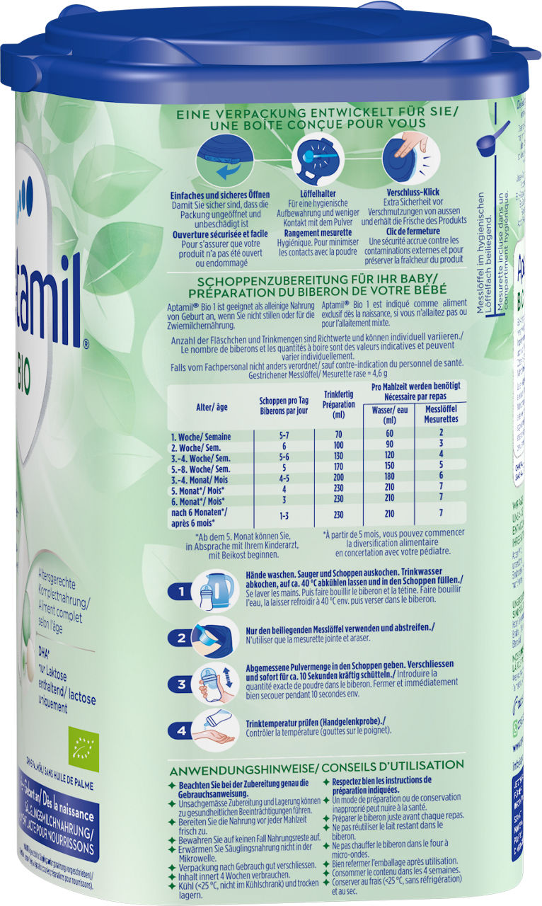 Aptamil Bio 1 800g POF CH Packshot right