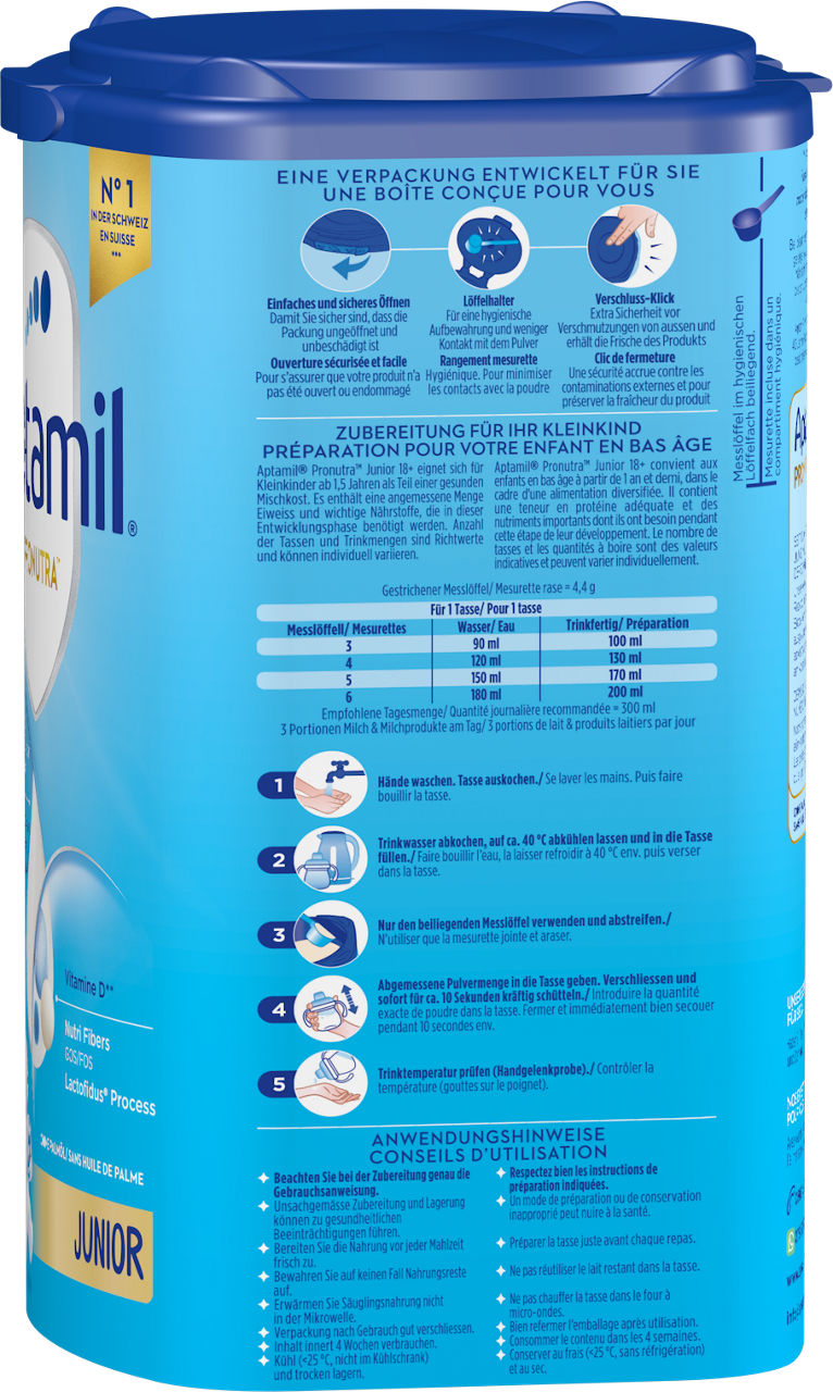 Aptamil Pronutra Junior 18+ 800g POF CH Packshot right
