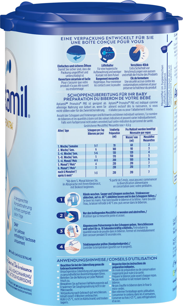 Aptamil Pronutra Pre 800g POF CH Packshot right