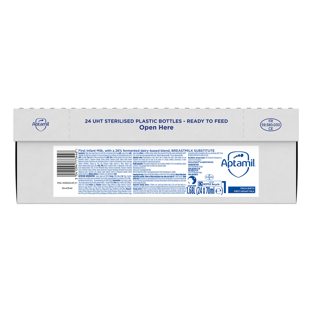 Aptamil infant milk packaging, 24 bottles