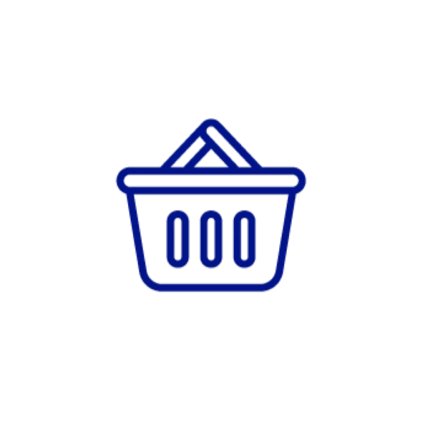 Icône représentant un panier d’achat, symbole des achats et des courses.