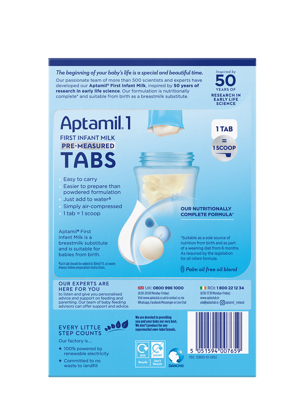 Aptamil First Infant Milk - pre-measured tabs - back