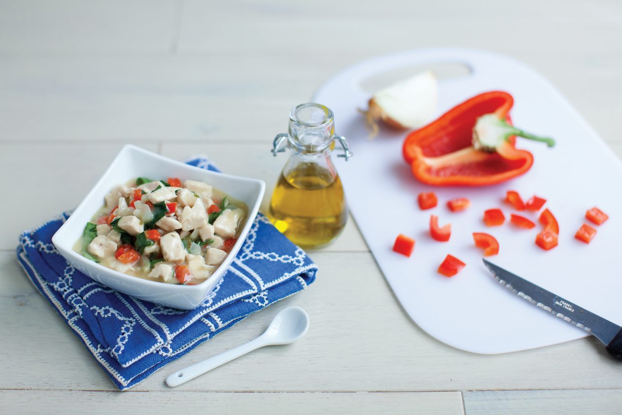 Image of hot chicken in creamy sauce to accompany recipes