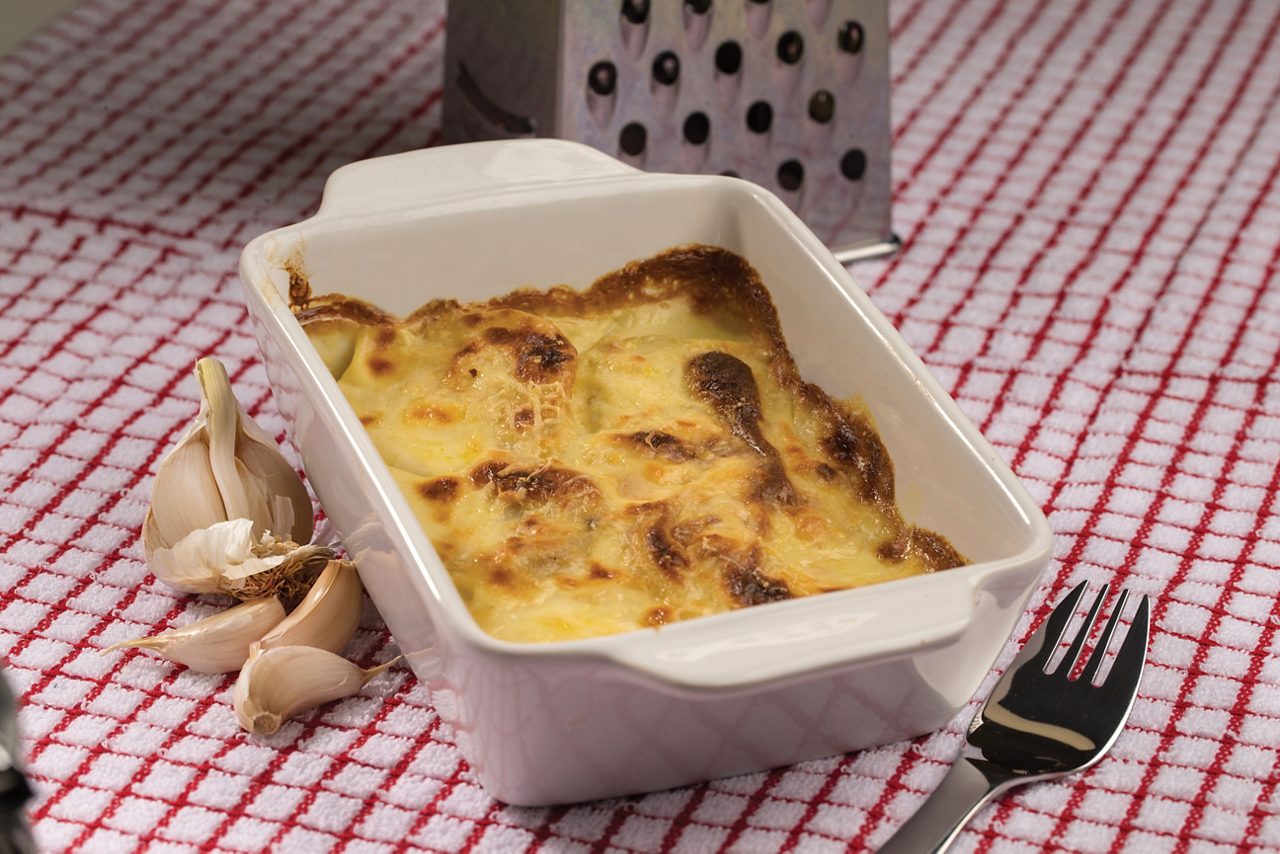 Image of layered dauphinoise potatoes to accompany recipes