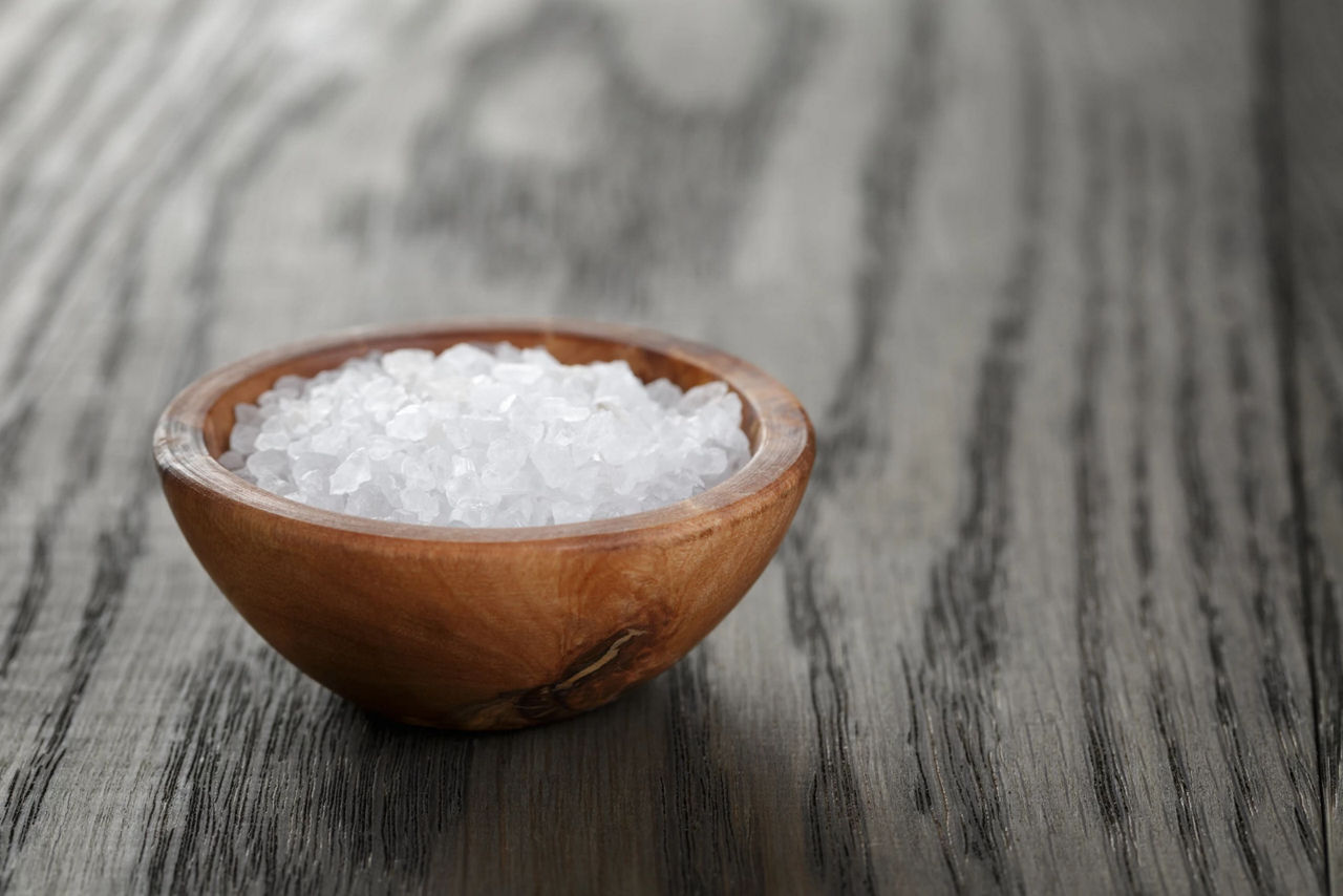 Salt in a wooden cup