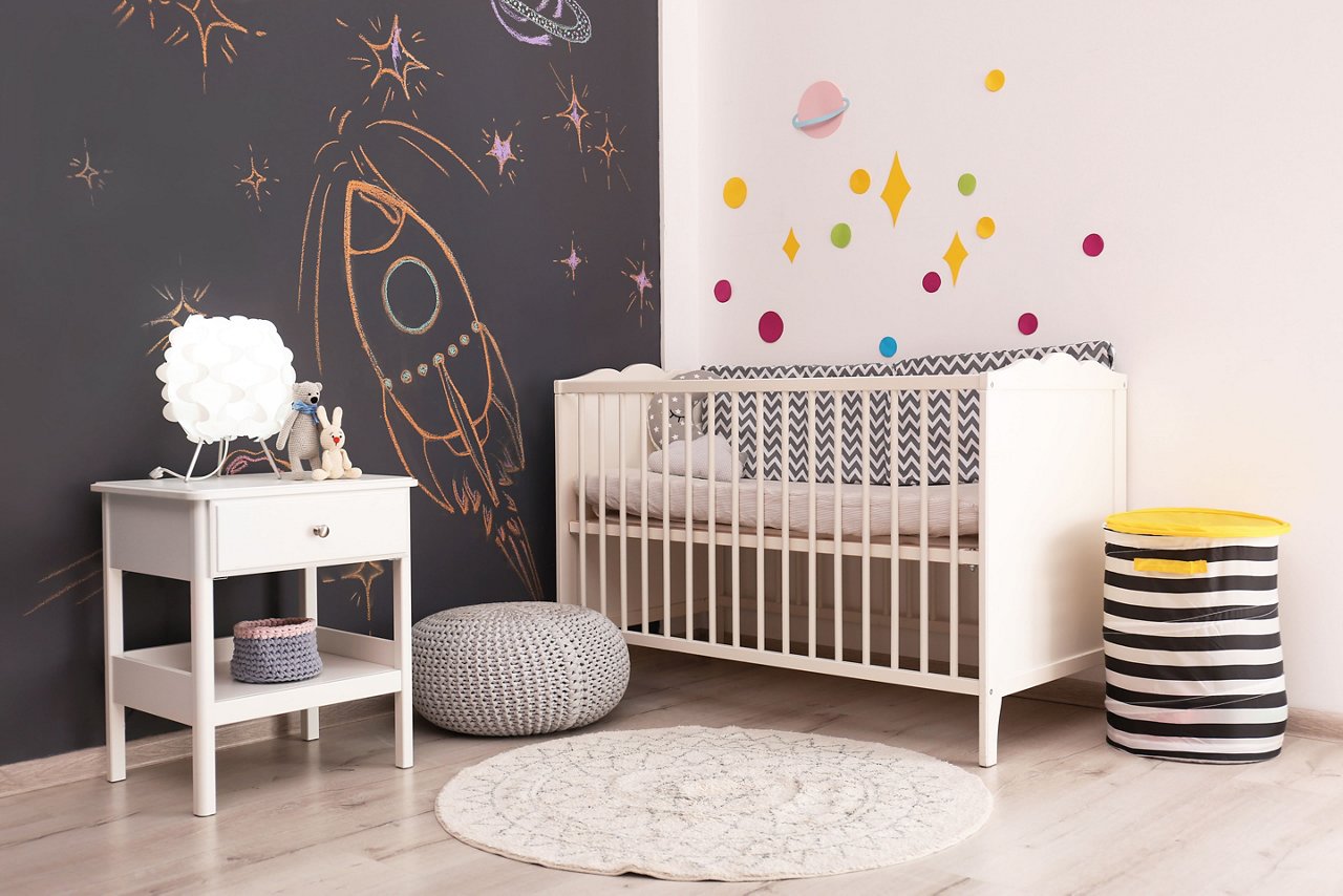 baby crib in babys room