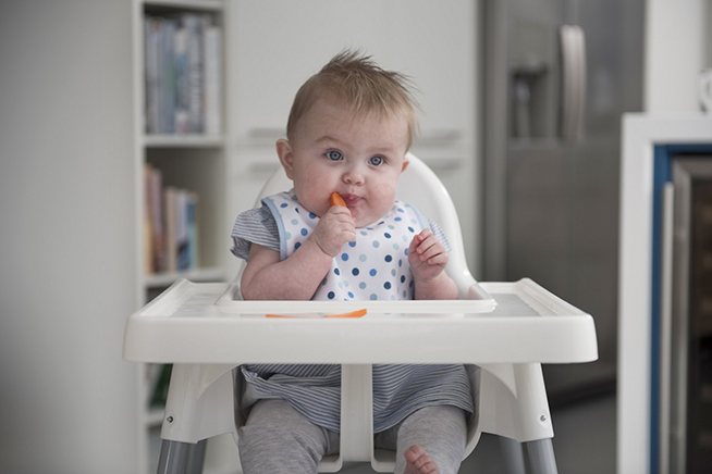 baby holding carrot