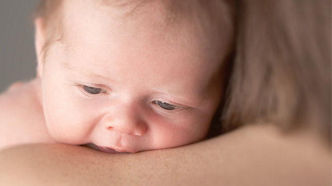 baby on shoulder