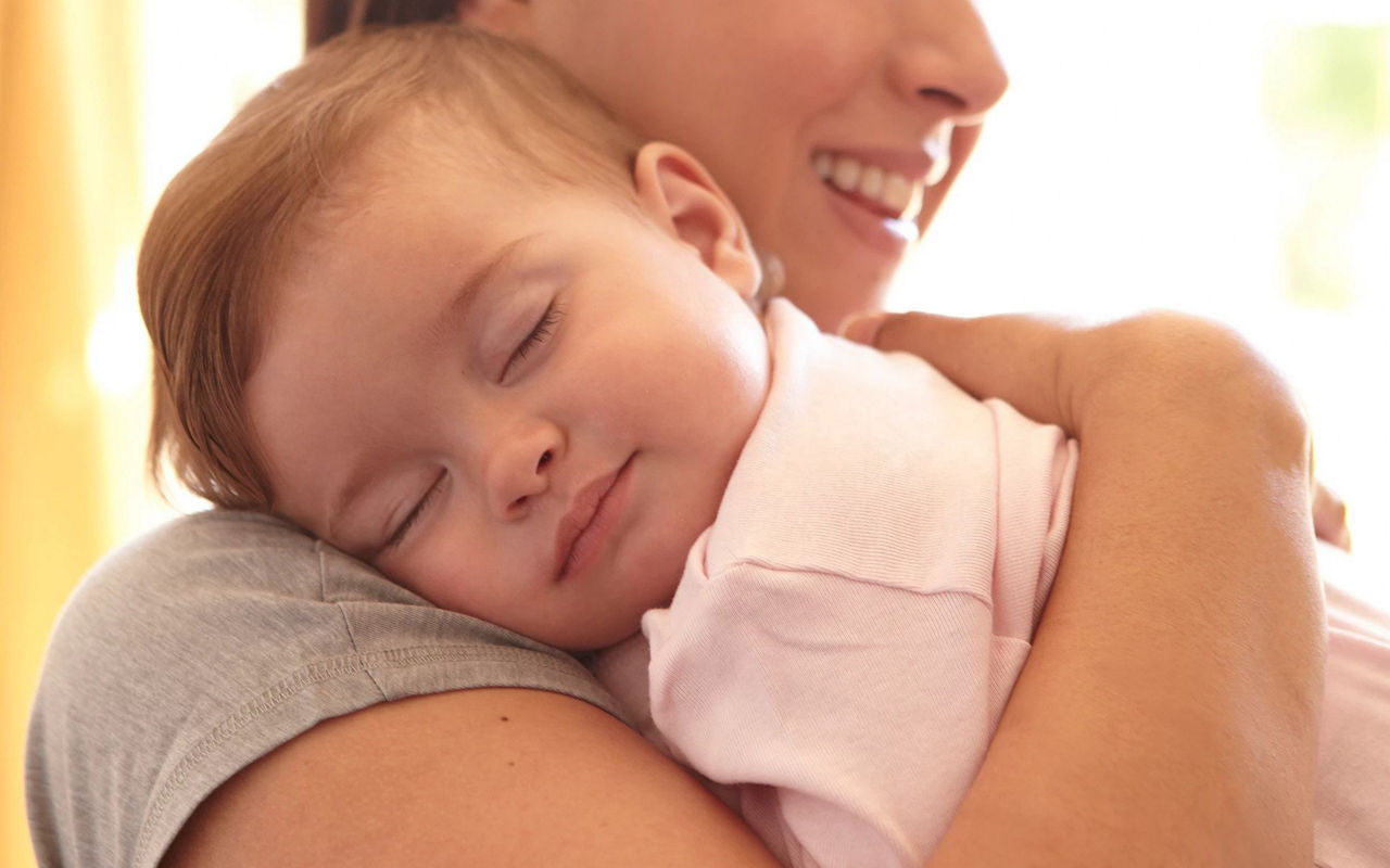 Baby Sleeping On Mums Shoulder